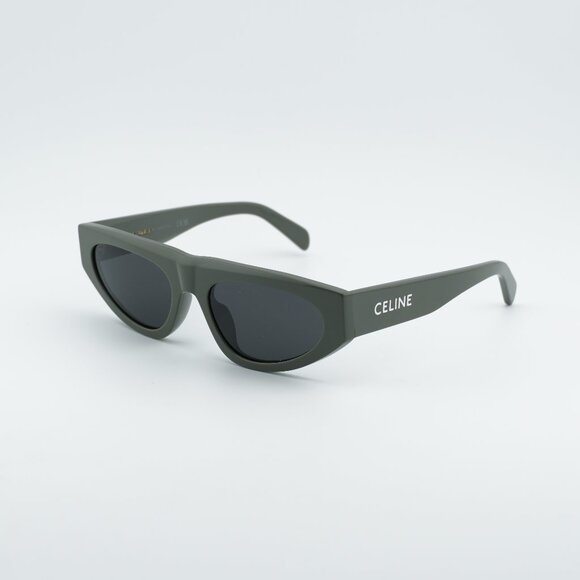 Celine CL40315U 93A Sunglasses Green Geometric Frame, Smoke Lenses main image 8